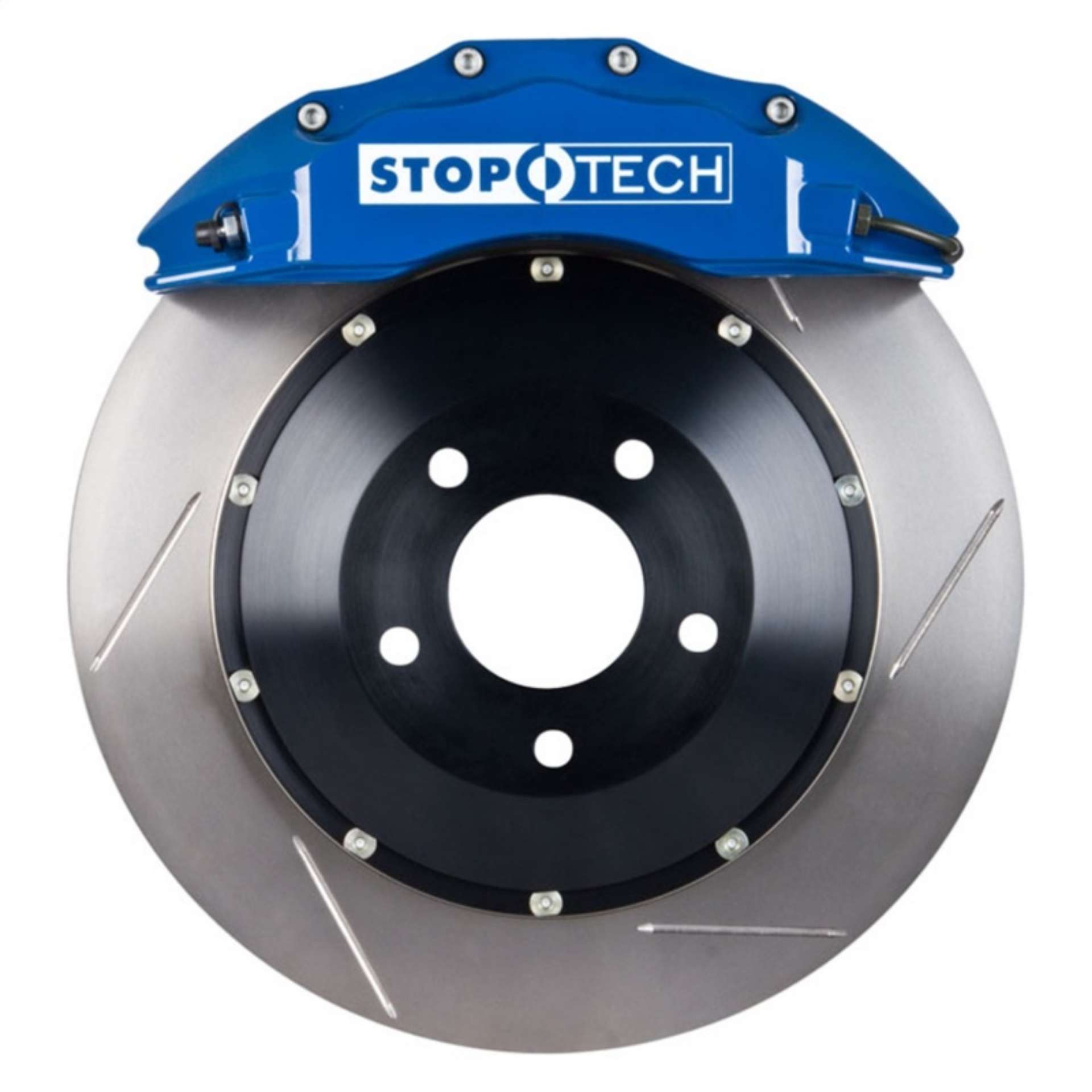 Picture of StopTech 04-07 STi Front Big Brake Kit 355X32MM with Blue ST60 Calipers Slotted Rotors