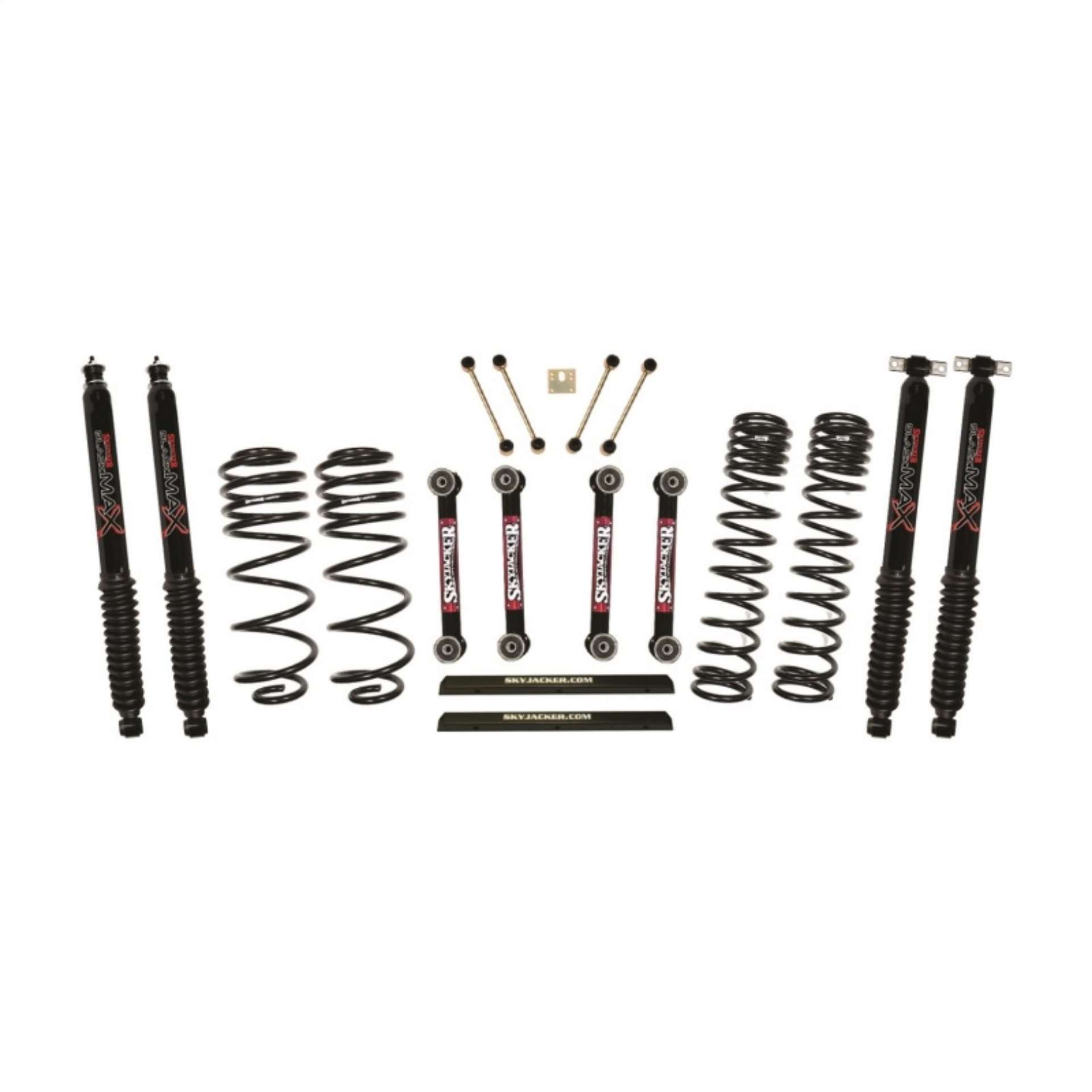 Picture of Skyjacker Jeep TJ-LJ 4in Dual Rate Long Travel Front-Rear Kit w- Black Max Shocks