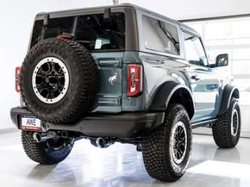 Picture of AWE Tuning 2021+ Ford Bronco 0FG Dual Rear Exit Exhaust w-Chrome Silver Tips & Bash Guard