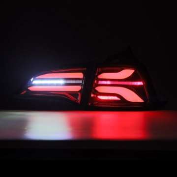Picture of AlphaRex 17-22 Tesla Model 3 PRO-Series LED Tail Lights Jet Black w-Seq Sig