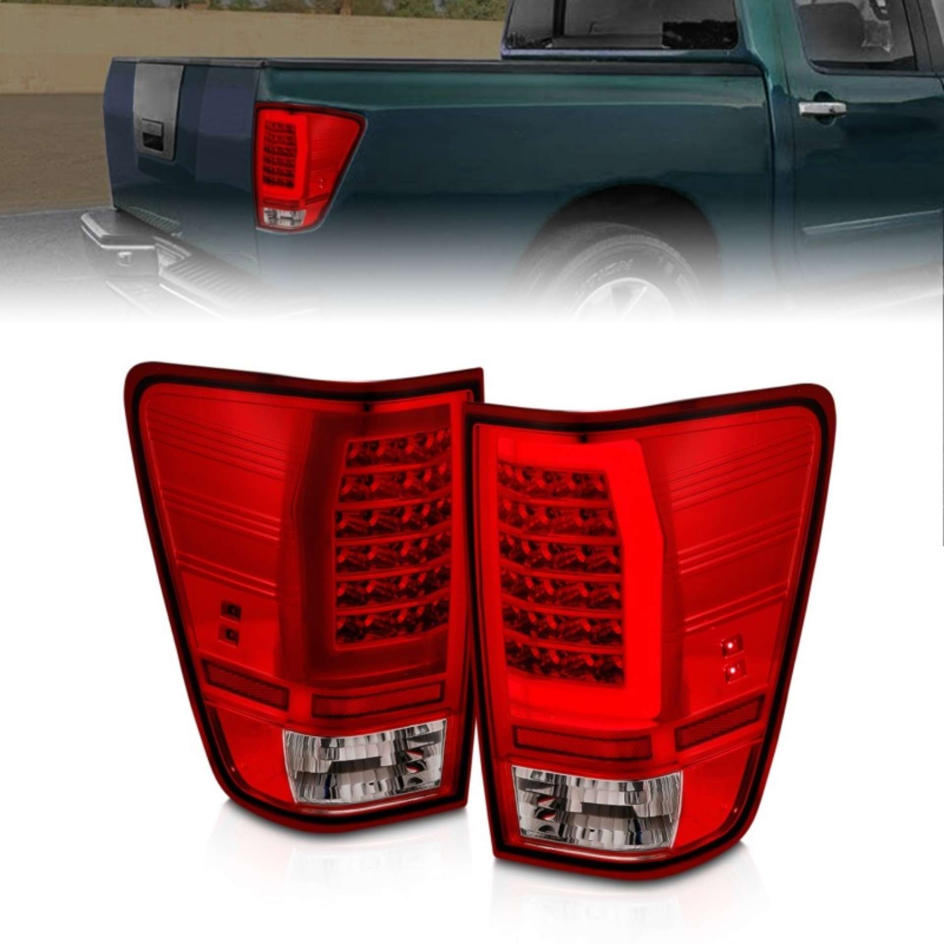 Picture of Anzo 04-15 Nissan Titan Full LED Tailights Chrome Housing Red-Clear Lens