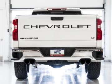 Picture of AWE Tuning 4th Gen GM 1500 6-2L 0FG Catback Split Rear Exit w- Bumper Cutouts - Quad Diamond Tips