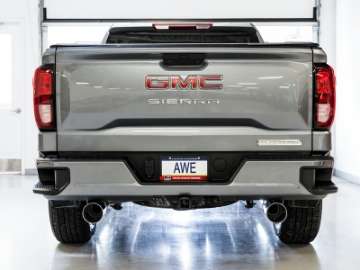 Picture of AWE Tuning 4th Gen GM 1500 5-3L 0FG Catback Split Rear Exit Flat Bumper - Quad Chrome Tips