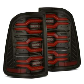 Picture of AlphaRex 19-21 Dodge Ram 1500 Luxx-Series LED Tail Lights Black-Red w-Activ Light-Seq Signal