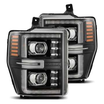 Picture of AlphaRex 08-10 Ford F250-550 LUXX-Series LED Projector Headlights Black w-Activ Light-Seq Signal