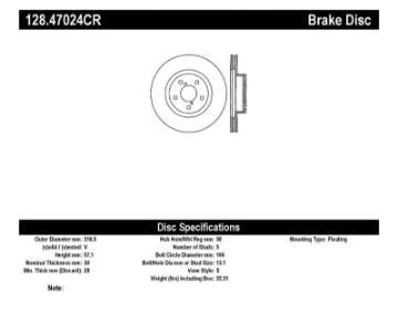 Picture of StopTech Subaru 14-18 Forester - 05-14 Legacy - 10-14 Outback Drilled Right Front Cryo Rotor