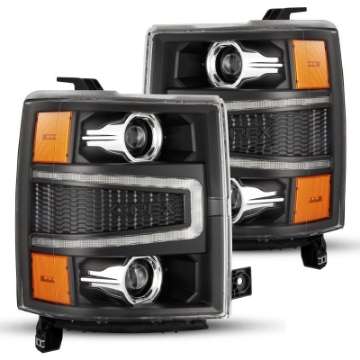 Picture of AlphaRex 14-15 Chevy 1500 PRO-Series Projector Headlights Black w- Sequential Signal &  DRL