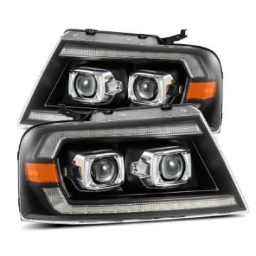 Picture of AlphaRex 04-08 Ford F150 PRO-Series Projector Headlights Alpha-Black w- Sequential Signal and DRL