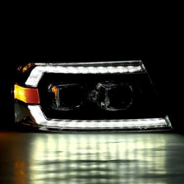 Picture of AlphaRex 04-08 Ford F150 PRO-Series Projector Headlights Alpha-Black w- Sequential Signal and DRL