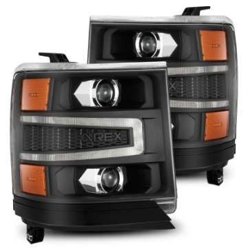 Picture of AlphaRex 16-18 Chevy 1500HD LUXX LED Proj Headlights BK w-Seq Actvn Light - SeqSig Req PN 810023