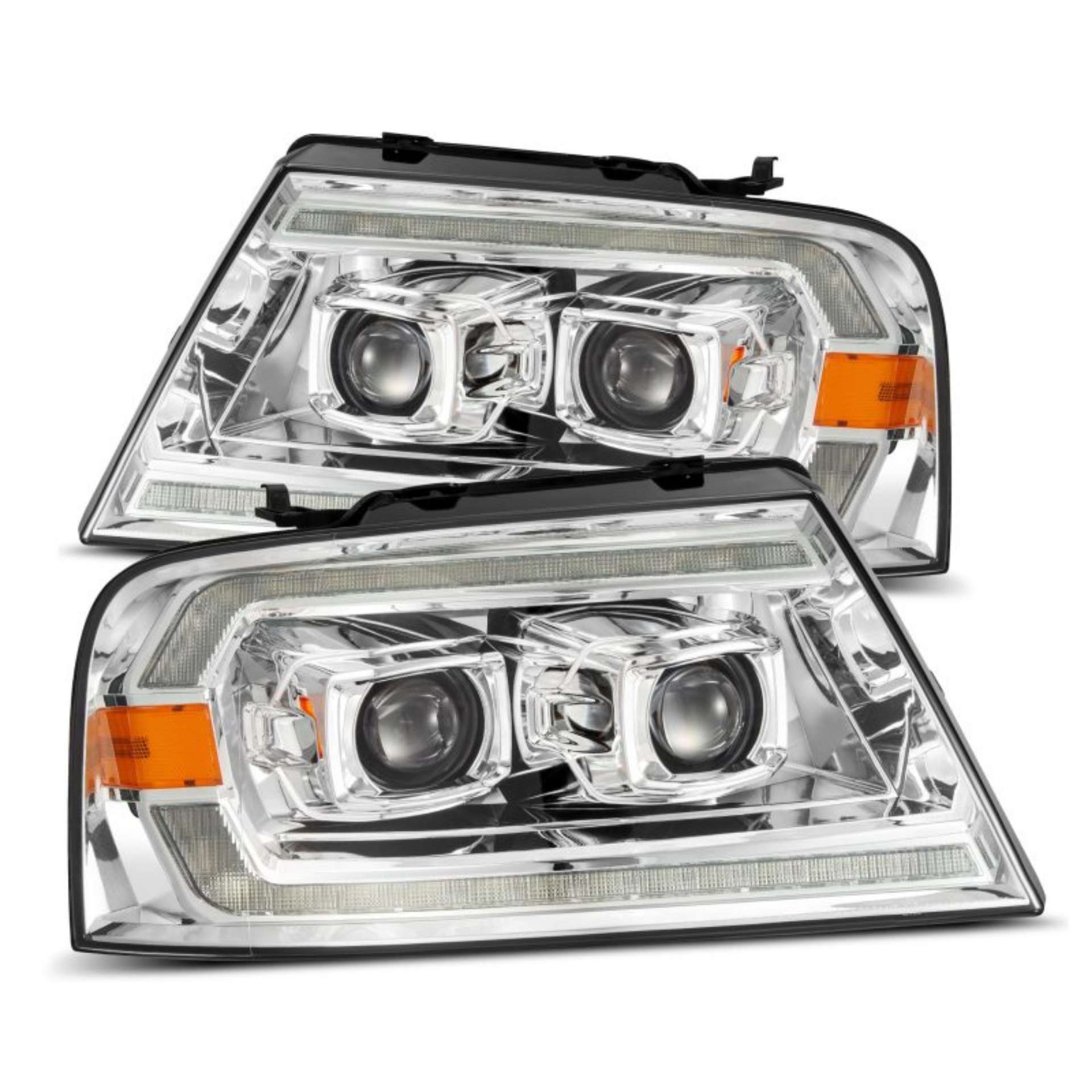 Picture of AlphaRex 06-08 Lincoln Mark LT LUXX-Series LED Projector headlights Black w- Sequential Signal