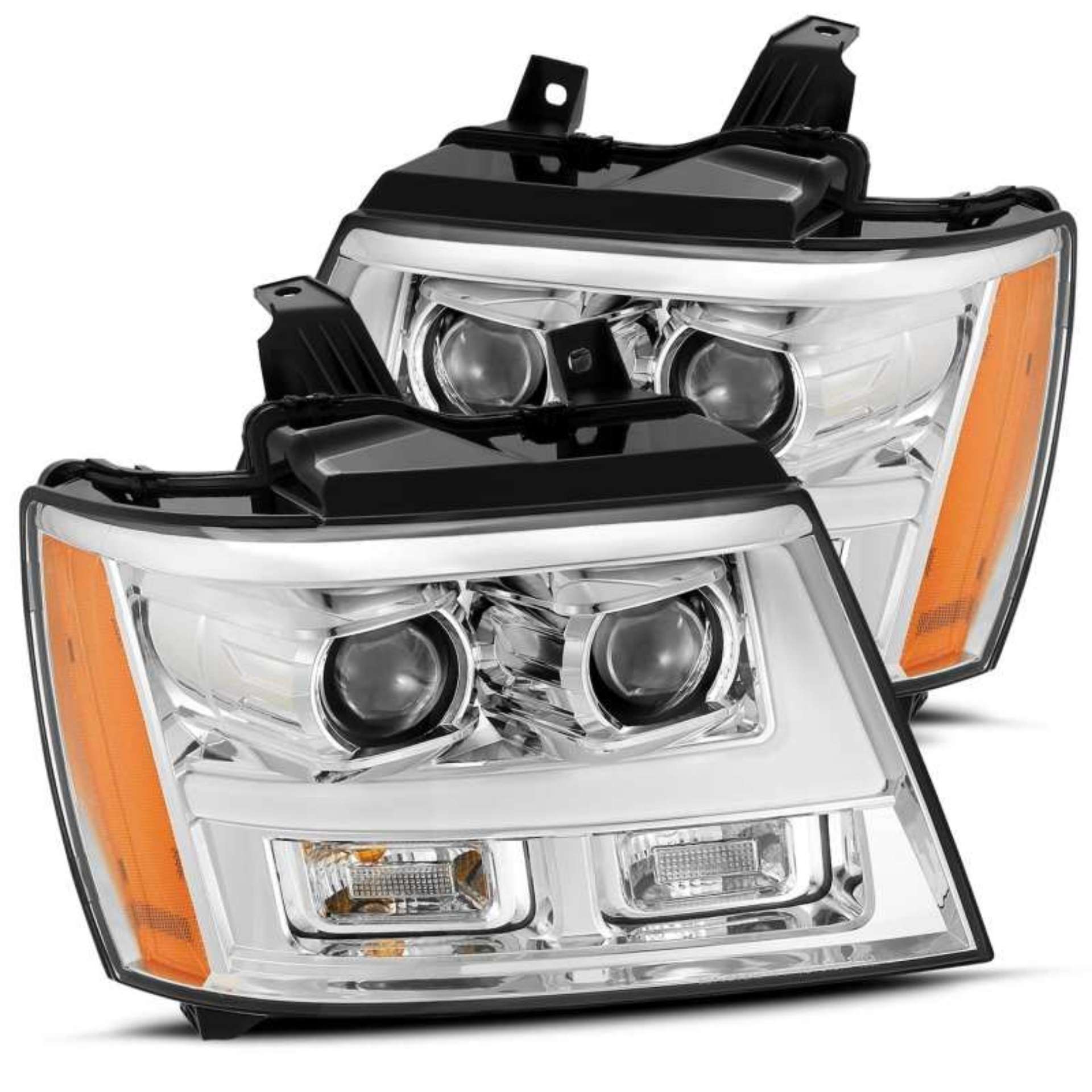 Picture of AlphaRex 07-14 Chevrolet Tahoe-Suburban LUXX Series LED Projector headlights Chrome w-DRL-Sequential