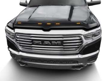 Picture of AVS 19-22 Ram 1500 Aeroskin Hood Shield Color Match w- Lights - Diamond Black