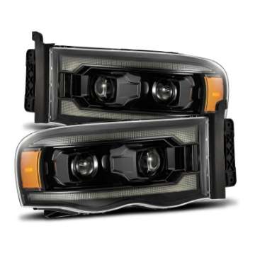 Picture of AlphaRex 02-05 Dodge Ram 1500 PRO-Series Projector Headlights Plank Style Alpha Black w-Seq Signal