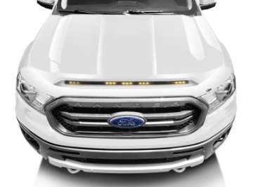 Picture of AVS 2022 Chevy Silverado 1500 Aeroskin Low Profile Hood Shield w- Lights - Oxford White