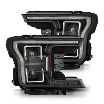 Picture of AlphaRex 18-21 Ford F150 PRO-Series Projector Headlights - Black w-DRL & Seq Signal