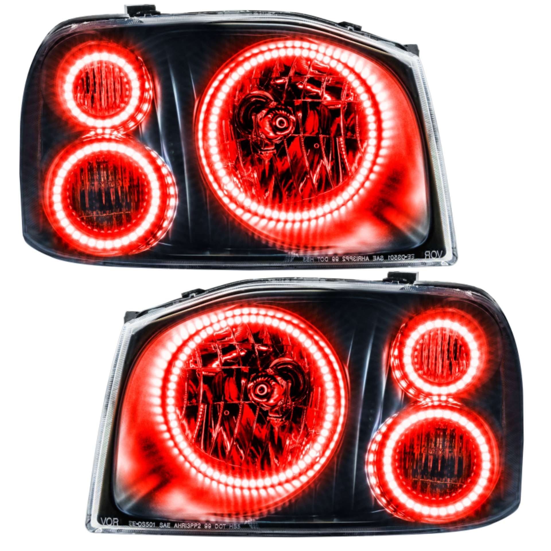 Picture of Oracle Lighting 01-04 Nissan Frontier Pre-Assembled LED Halo Headlights -Red SEE WARRANTY