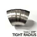 Picture of Ticon Industries 2-5in Dia 1-26D Tight Rad 45Deg Bend 1mm--039in Pre Welded Titanium Pie Cut - 5pk