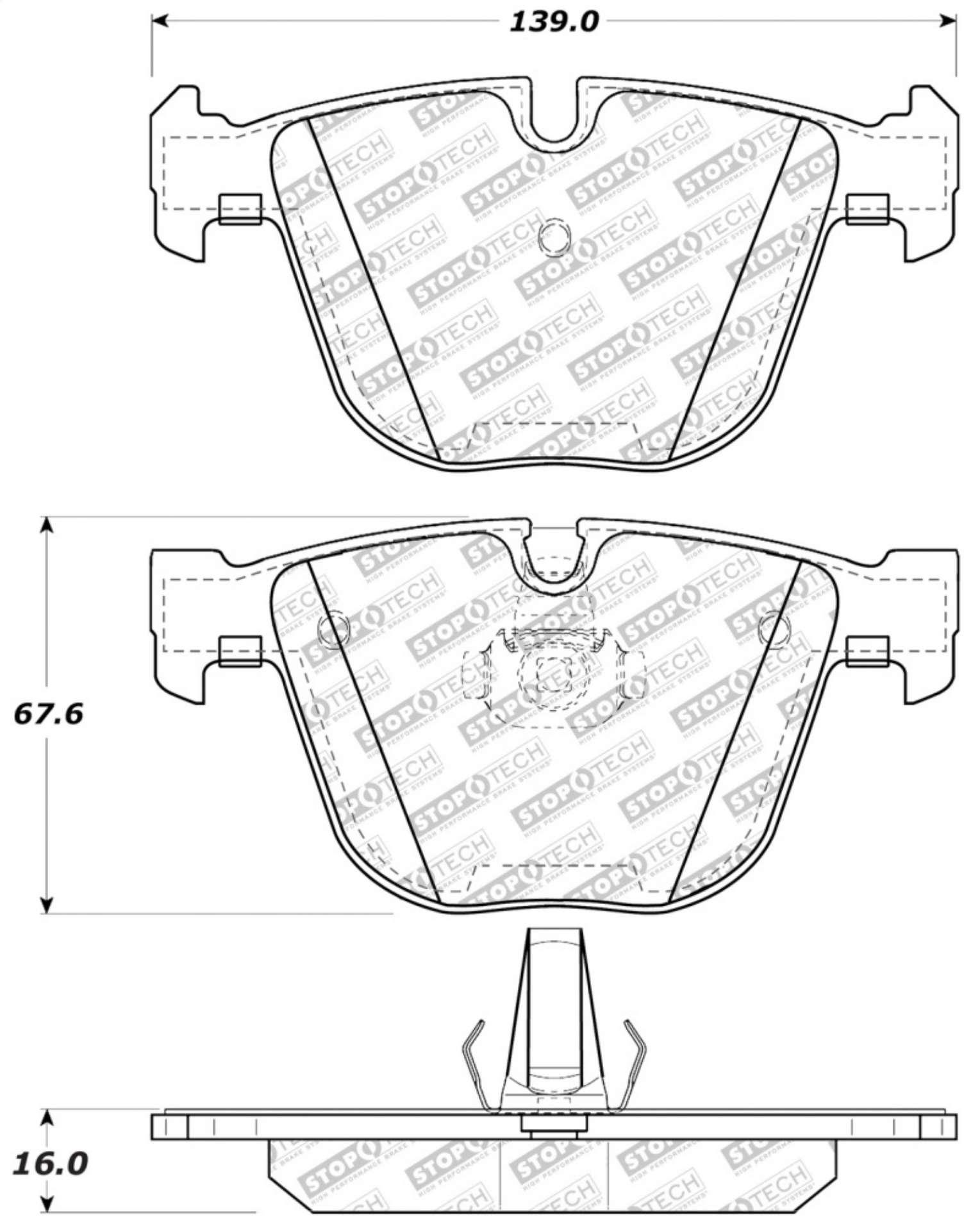 Picture of StopTech 06-10 BMW 550i-650i - 08-10 535i - 00-05 Bentley Arnage Street Select Rear Brake Pads