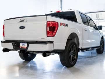 Picture of AWE 0FG 21+ Ford F150 Dual Split Rear Cat-Back Exhaust- 5in Diamond Black Tips