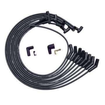 Picture of Moroso BBC Under Header 135 Deg Plug End HEI Dist Unsleeved Ultra Spark Plug Wire Set - Black