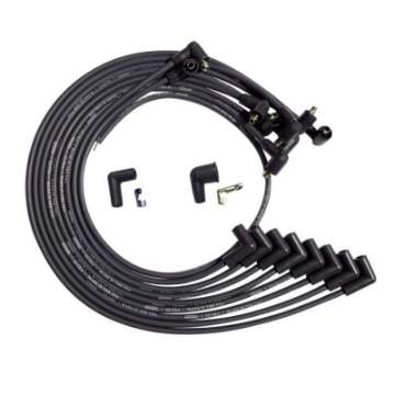 Picture of Moroso BBC Under Header 90 Deg Plug Non-HEI Dist Unsleeved Ultra Spark Plug Wire Set - Black