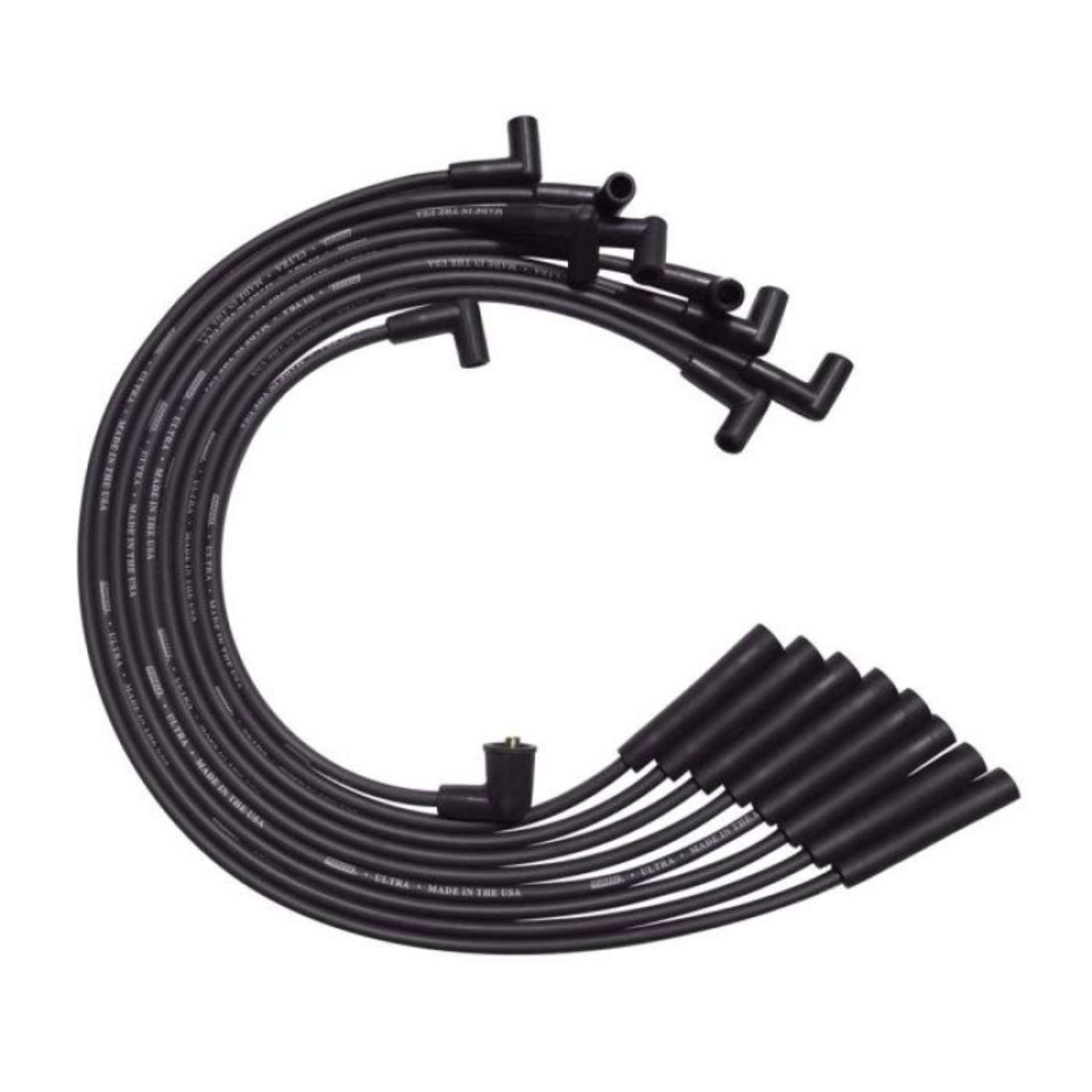 Picture of Moroso BB Ford 351C-390-429-460 Unleeved HEI 135 Deg Boots Ultra Spark Plug Wire Set - Black