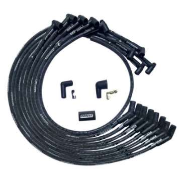 Picture of Moroso SBC Under Header 135 Deg Plug End HEI Sleeved Ultra Spark Plug Wire Set - Black