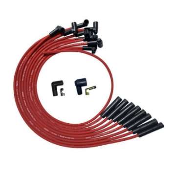 Picture of Moroso BBC Over Valve Cover Str Plug Boots HEI Sleeved Ultra Spark Plug Wire Set - Red