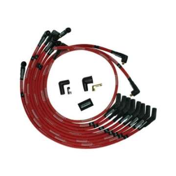 Picture of Moroso SB Ford 351W 135 Deg Plug Boots Non-HEI Sleeved Ultra Spark Plug Wire Set - Red