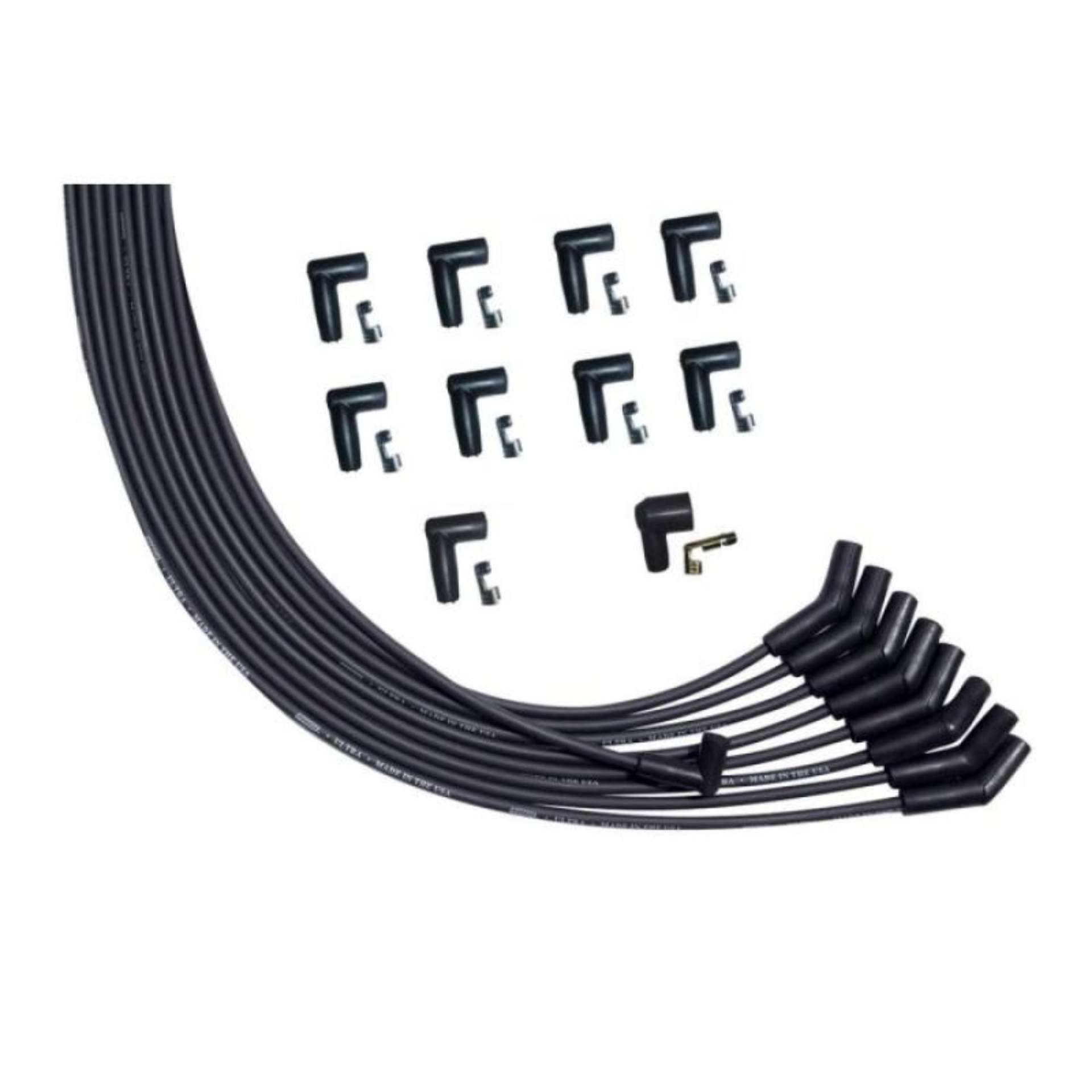 Picture of Moroso Universal V8 135 Deg Plug Unsleeved HEI Ultra Spark Plug Wire Set - Black