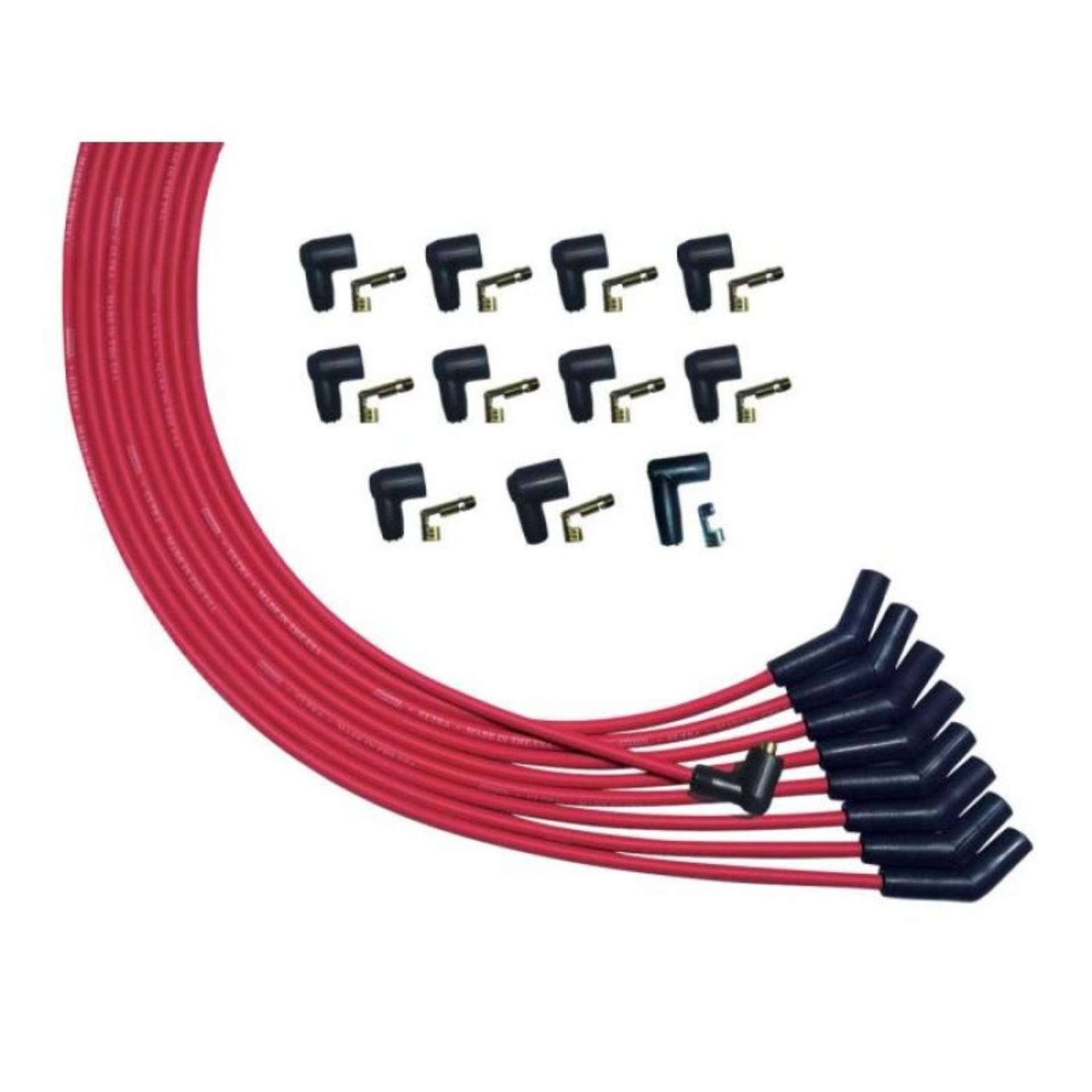 Picture of Moroso V8 135 Deg Plug Non-HEI Unsleeved Ultra Spark Plug Wire Set - Red