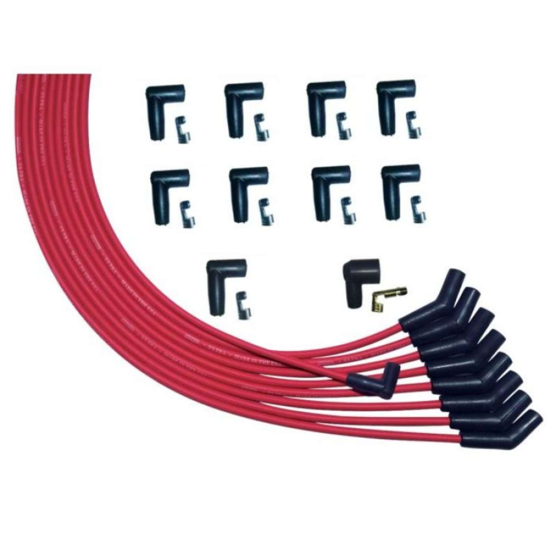 Picture of Moroso V8 135 Deg Plug Boots HEI Ultra Spark Plug Wire Set - Red