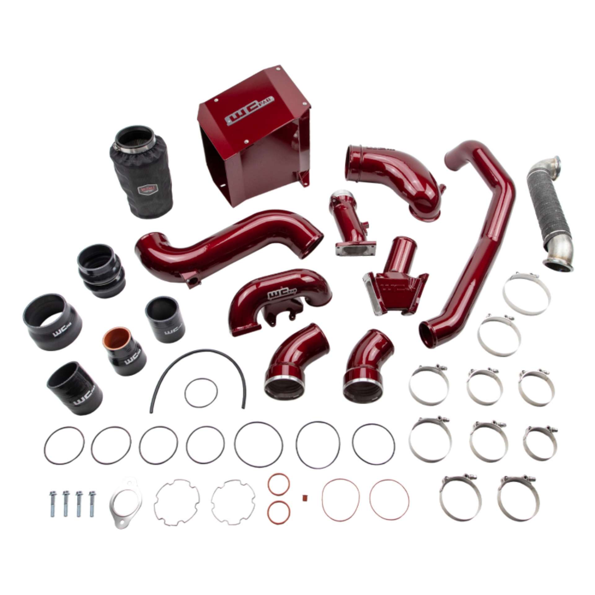 Picture of Wehrli 06-07 Chevrolet 6-6L Duramax LBZ Stage 3 High Flow Bundle Kit - WCFab Red