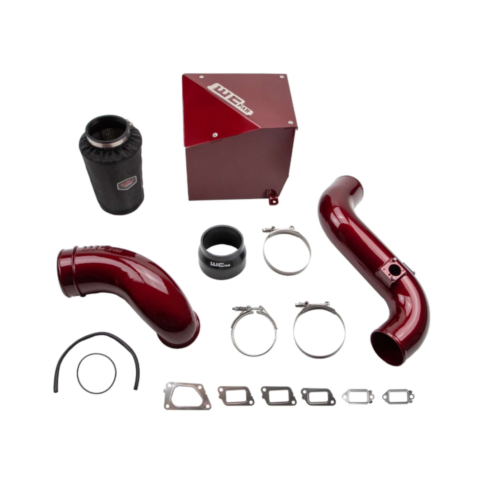 Picture of Wehrli 11-16 Chevrolet 6-6L Duramax LML 4in Intake Kit Stage 2 - WCFab Red