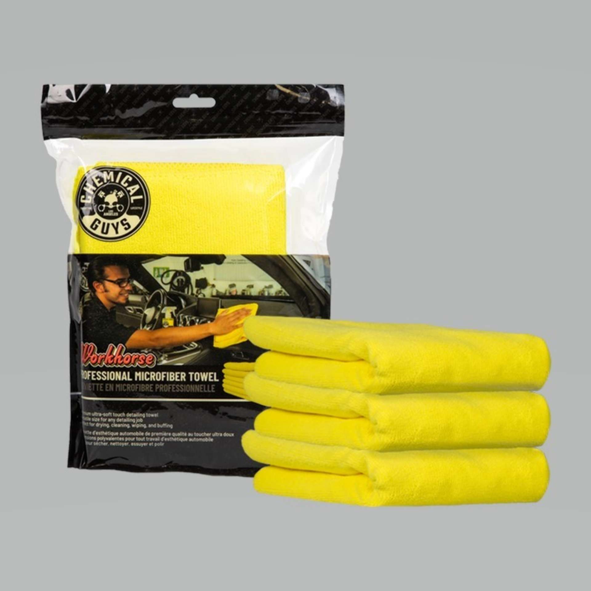 Picture of Chemical Guys Workhorse Professional Microfiber Towel - 16in x 16in - Yellow - 3 Pack