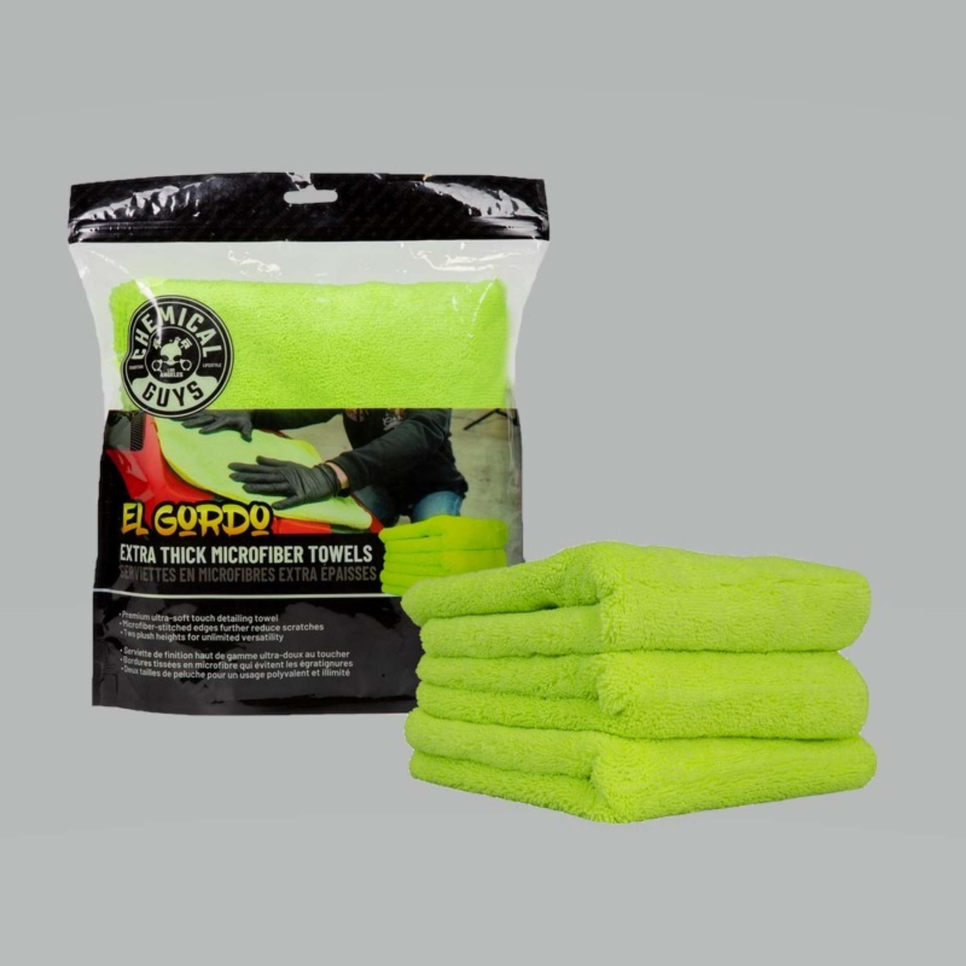 Picture of Chemical Guys El Gordo Thick Microfiber Towel - 16-5in x 16-5in - Green - 3 Pack