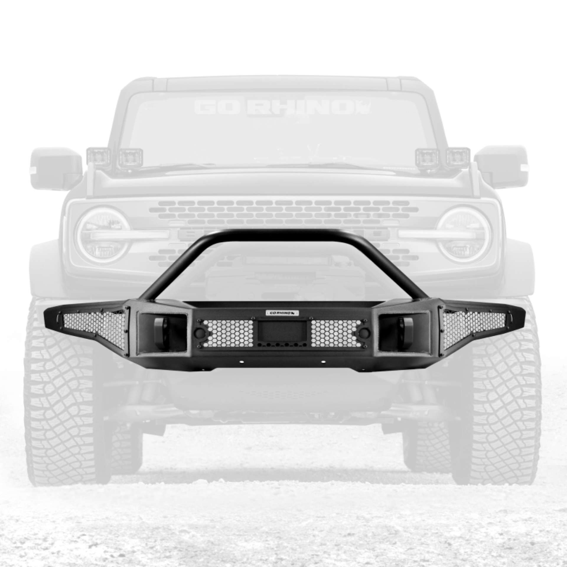 Picture of Go Rhino 21-24 Ford Bronco 2 and 4 Door Rockline Full Width Bumper w- Overrider Bar