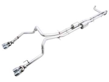 Picture of AWE Tuning 22-23 GMC Sierra 1500 AT4X 6-2L 0FG Catback Split Dual Flat Bumper - Chrome Silver Tips