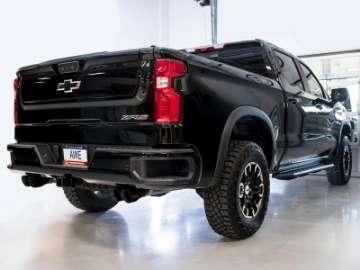 Picture of AWE Tuning 22-23 GMC Sierra 1500 AT4X 6-2L 0FG Catback Split Dual Flat Bumper - Diamond Black Tips