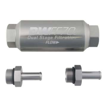 Picture of DeatschWerks 3-8in 10 Micron 70mm Compact In-Line Fuel Filter Kit