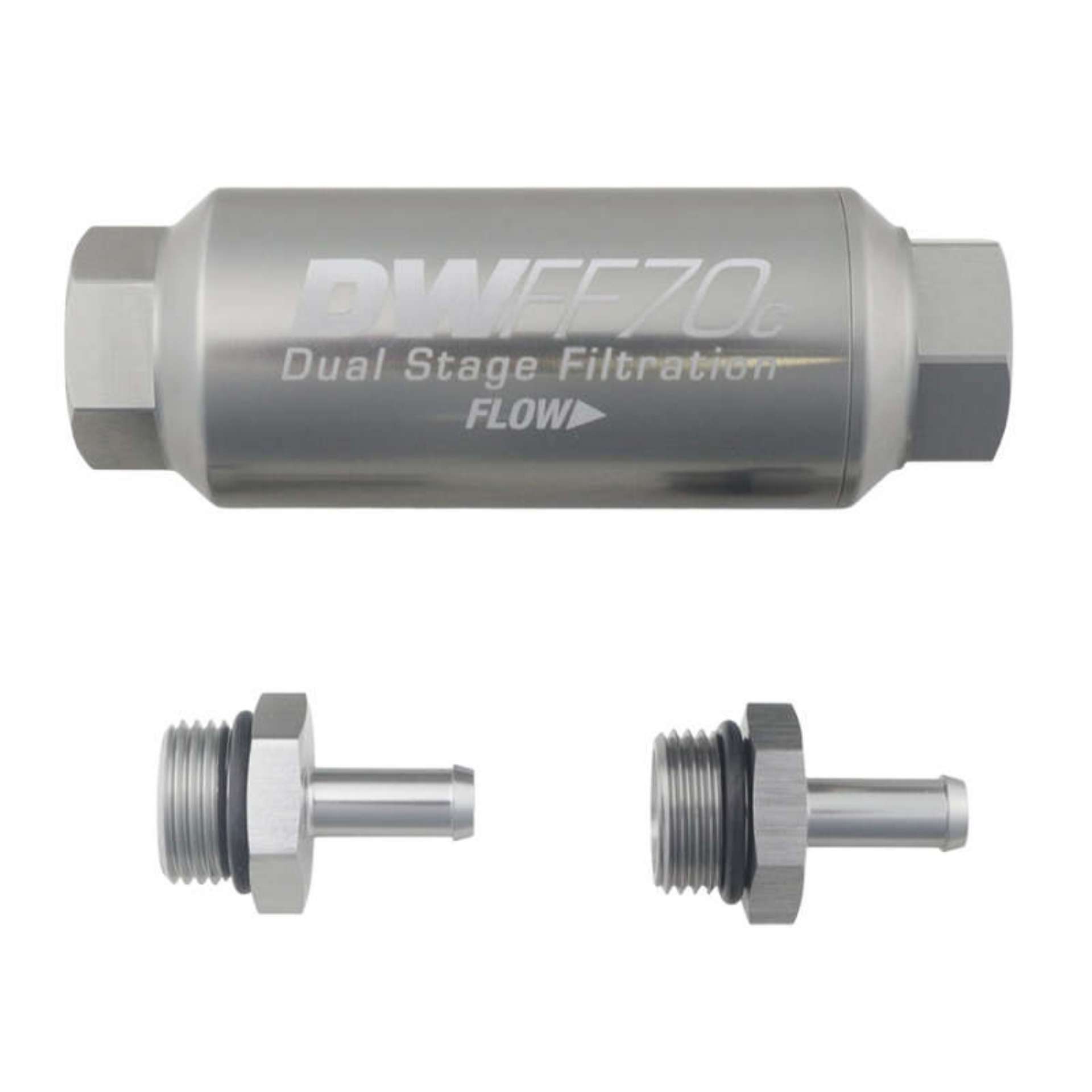 Picture of DeatschWerks 5-16in 10 Micron 70mm Compact In-Line Fuel Filter Kit