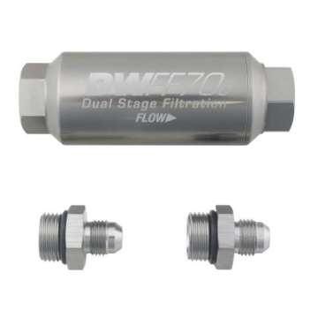 Picture of DeatschWerks 6AN 10 Micron 70mm Compact In-Line Fuel Filter Kit