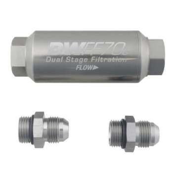 Picture of DeatschWerks 8AN 10 Micron 70mm Compact In-Line Fuel Filter Kit