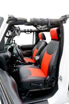 Picture of PRP 13-18 Jeep Wrangler JK Front Seat Covers-2 door or 4 door Pair - Black-Red