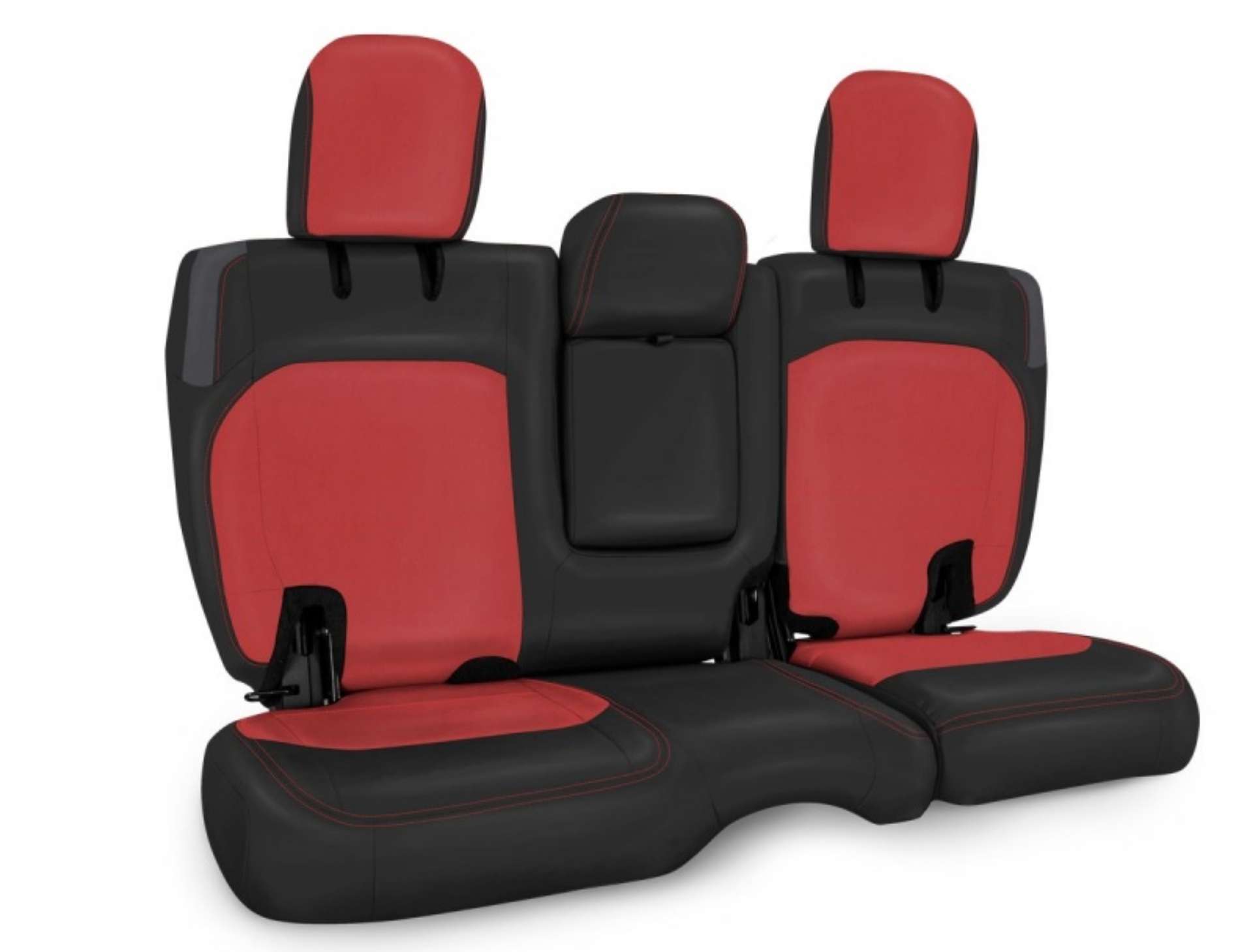 Picture of PRP 2018+ Jeep Wrangler JLU-4 door Rear Bench Cover with Leather Interior - Black-Red