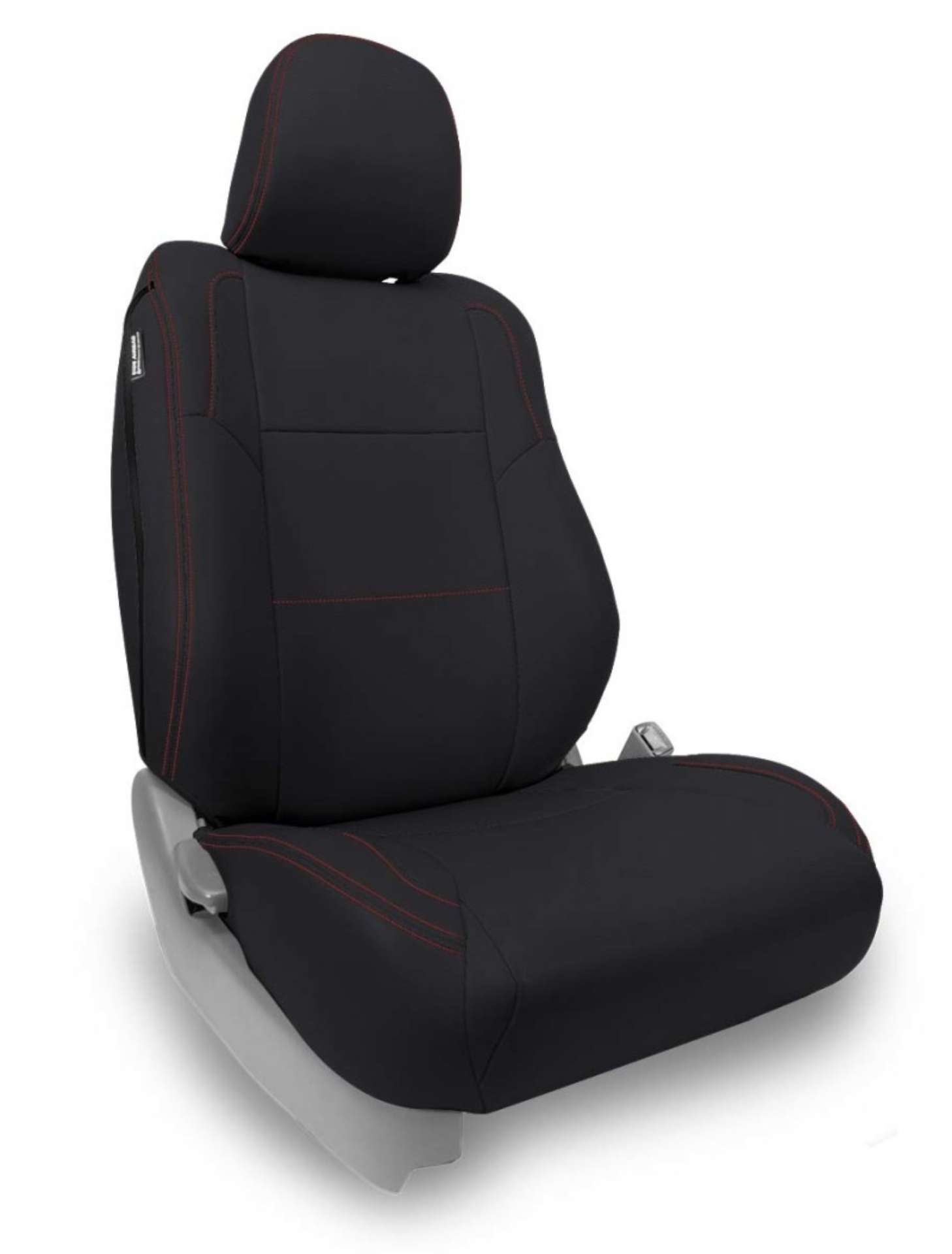 Picture of PRP 12-15 Toyota Tacoma Front Seat Covers- Fold Flat Edition Pair - Black with Red Stitching