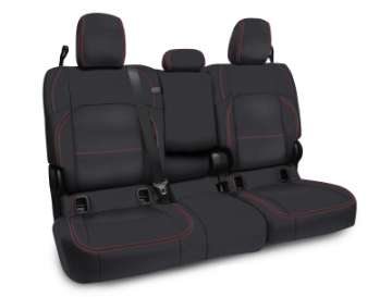 Picture of PRP 2020+ Jeep Gladiator JT Rear Bench Cover with Leather Interior - Black with Red Stitching