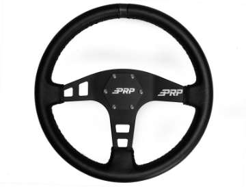 Picture of PRP Flat Leather Steering Wheel- Black