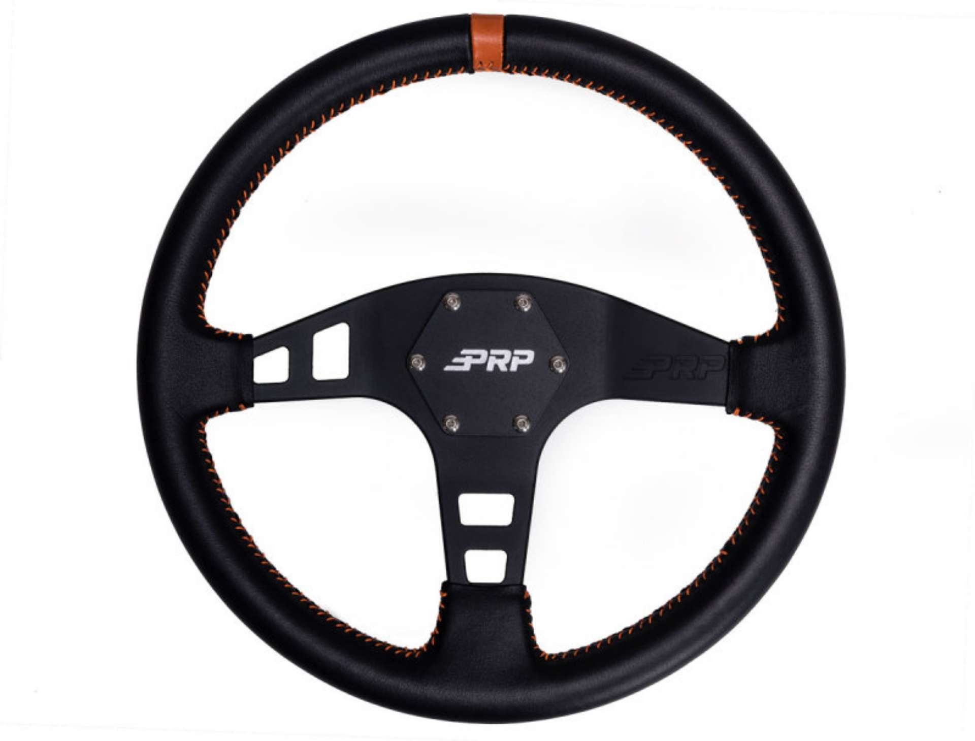 Picture of PRP Flat Leather Steering Wheel- Orange